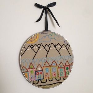 "The Village" Embroidered Wall Hanging